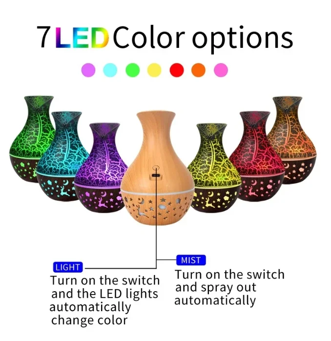 Wood Grain Humidifier 300ml USB Aroma Diffuser Atomizer USB Household Humidifier Hydrating Instrument Desktop Humidifier 5