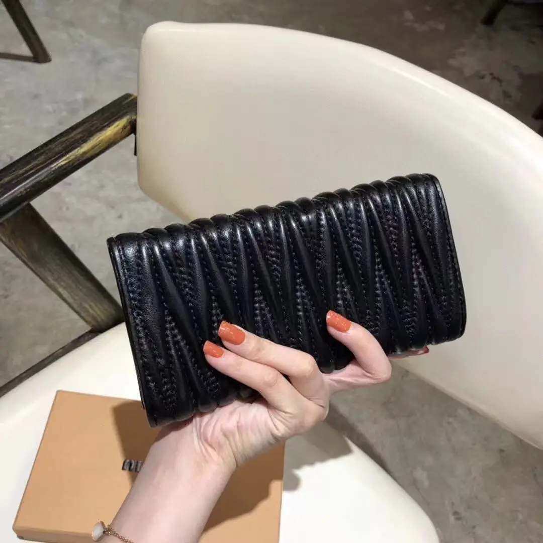 M Large CapaCity Three Fold Pleated Wallet, Women's Long 2023 New Handbag, Multifunctional Wallet Card Bag
