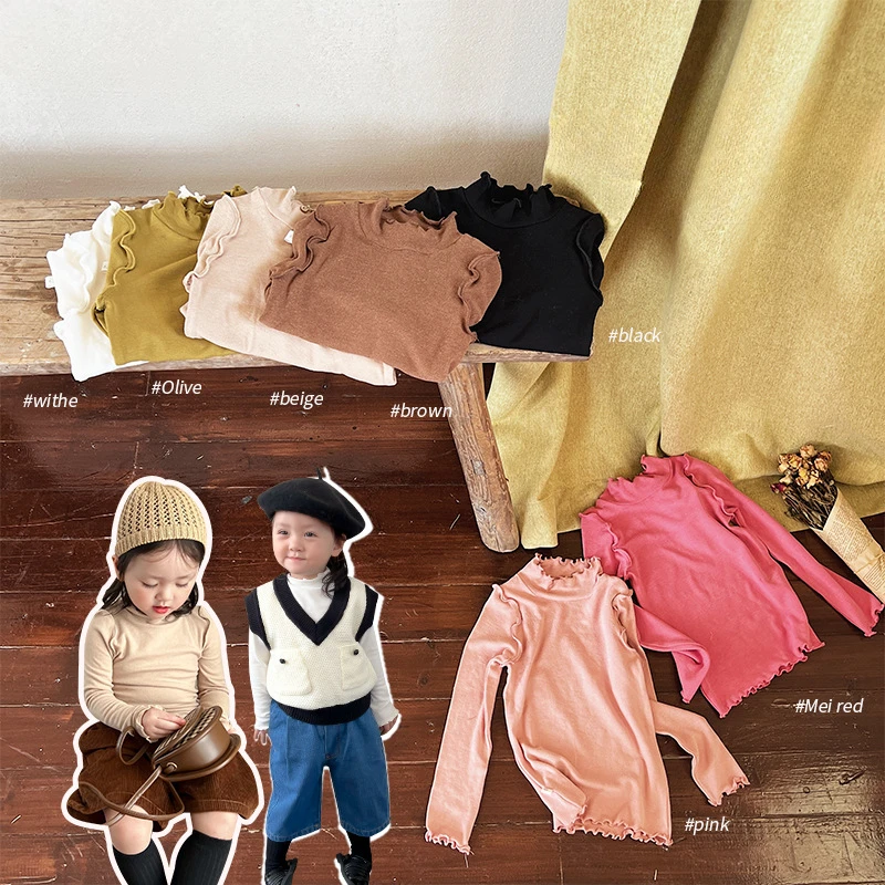 

Girls' clothing autumn new baby long -sleeved children's bottom shirt winter T -shirt t -shirt solid color and comfortable