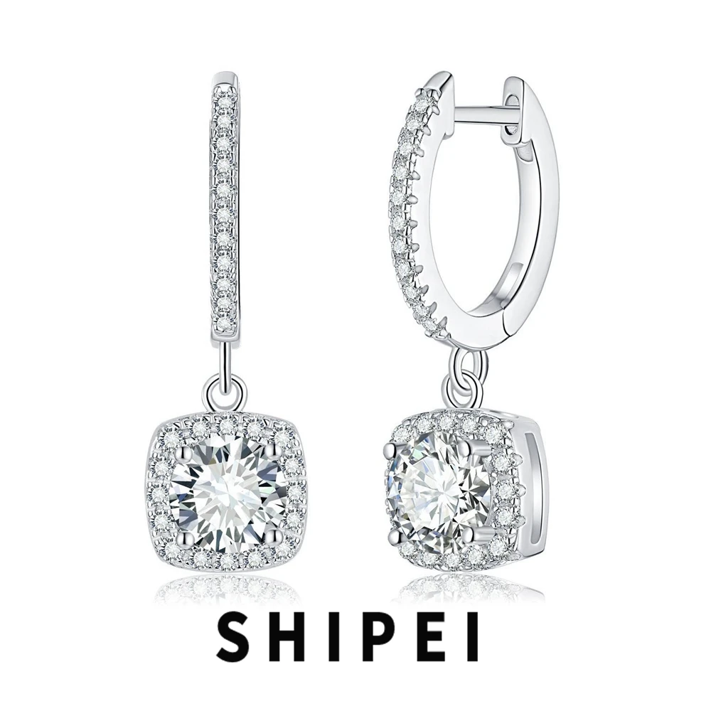 

SHIPEI 0.5-1CT D Moissanite Diamond Dangle Earrings Fine Jewelry Sparkling 100% 925 Sterling Silver Anniversary Gift Wholesale