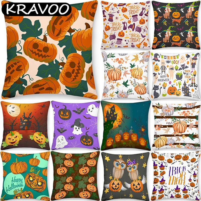 

Pumpkin Pattern Pillowcase Polyester Cushion Cover Bedroom Bed Sofa Pillow Case Decor Home Party Halloween Gift Funda Cojín