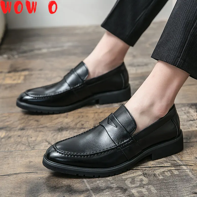 

Fashion Men Loafers slip on Classic British Style Casual Dress Personality Shoes Classic Brand leather Comfy Drive Boat Shoes