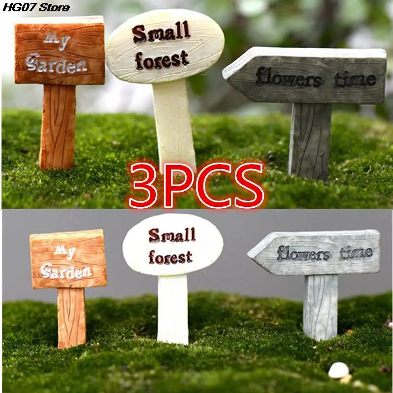 

Miniatures Fairy Garden Gnome Moss Terrarium Decor Signboard Bonsai Figurines Micro Landscape Resin Crafts Sign Board Hot Sale