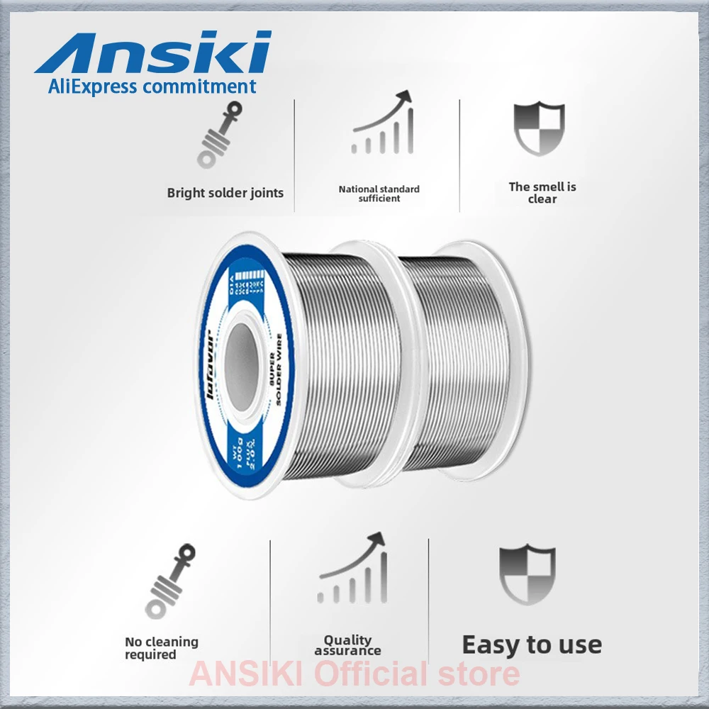 Soldering Tin Wire Ansiki Fusible Tin Easy Melt 50g/100g Rosin Core Tin Solder Wire Dia 0.8/1.0MM CPU Wire Circuit Repair Welding tool Accessories