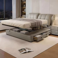 Lit de massage moderne et simple, design de lit double en bois pour filles, lit plateforme Queen de luxe pour chambre à coucher, meubles de salon 2