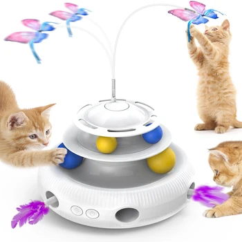 Chargeable Cat Laser Interactive Indoor Cat Puzzle Pet Toys Automatic USB Cat Teaser Pet Toys Smart Cat Feather 2