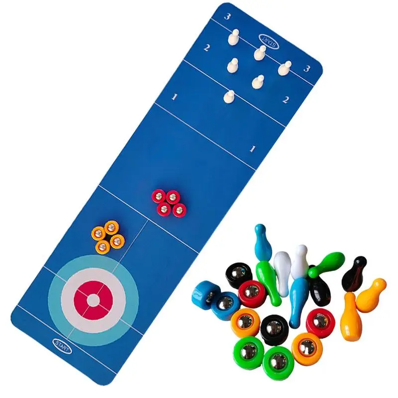 Foldable Mini 3 in 1 Shuffleboard Game Fun Sports Game Set Kid Adult Family School Travel Tabletop Bowling