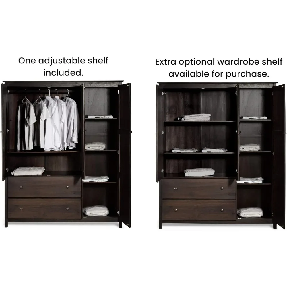 Shaker 3-Door Wardrobe, Solid Wood with a Walnut Finish  multifunctional furniture  home furniture 4
