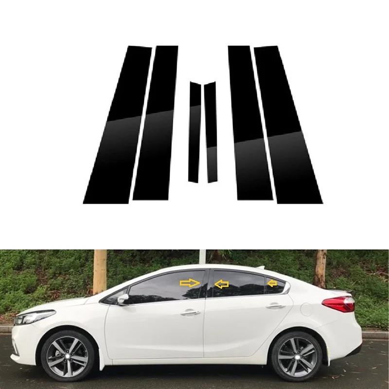 Car Glossy Piano Black Pillar Posts Door Trim Sticker Decal Cover for Kia Cerato K3 Forte 2014 2015 2016 2017 2018