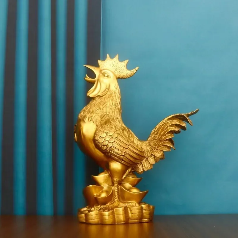 2023 new pure copper decorative rooster copper decoration craft golden chicken Feng Shui fashion cock ornaments