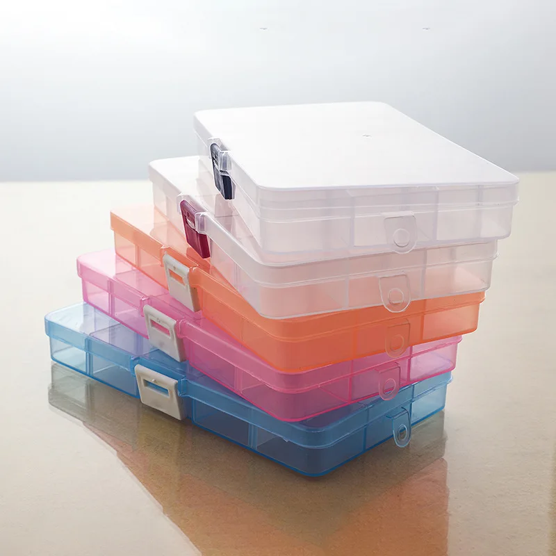15 Grids Combined Transparent Desktop Organizer Pencil Box Plastic Desk Storage Box Classification School Office Stationery