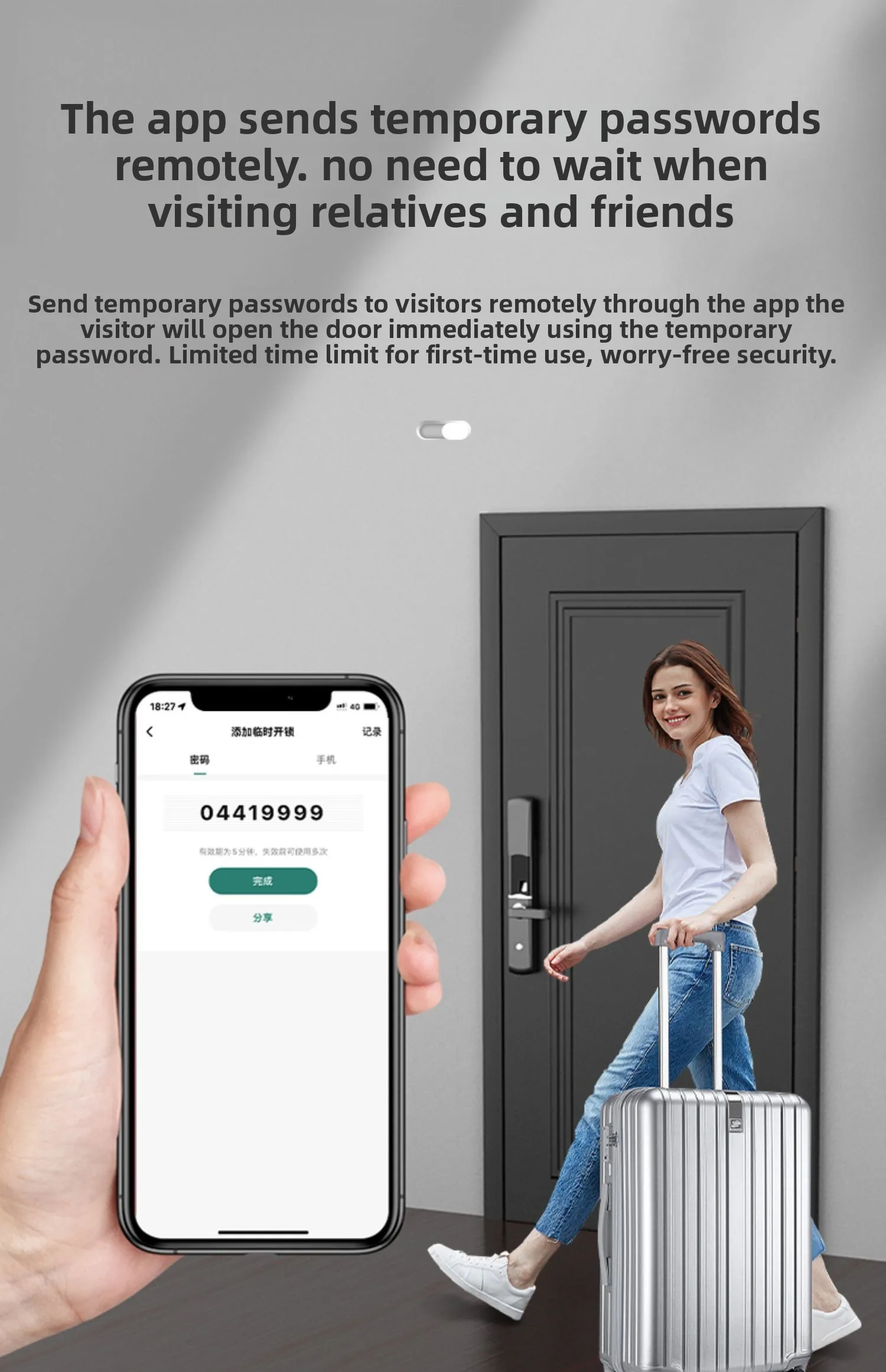 wooden door fingerprint lock household anti-theft door password lock apartment B