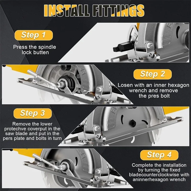 Cordless Electric Circular Saw FORGEKIN 5inch Brushless Motor 1000W Handheld Woodwork Saw For Dewalt 20V Battery pin