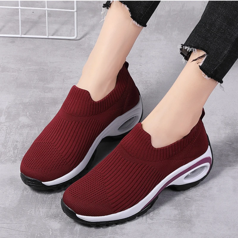 Wedge Platform Sneakers Women 2023 New Fashion Casual Sport Shoes Ladies Air Cushion Mesh Breathable  Vulcanized 