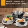 Electric Food Steamer, Vegetable Double Tiered Stackable Baskets with Timer 1200W Fast Heating Stainless Steel Digital Steamer 5