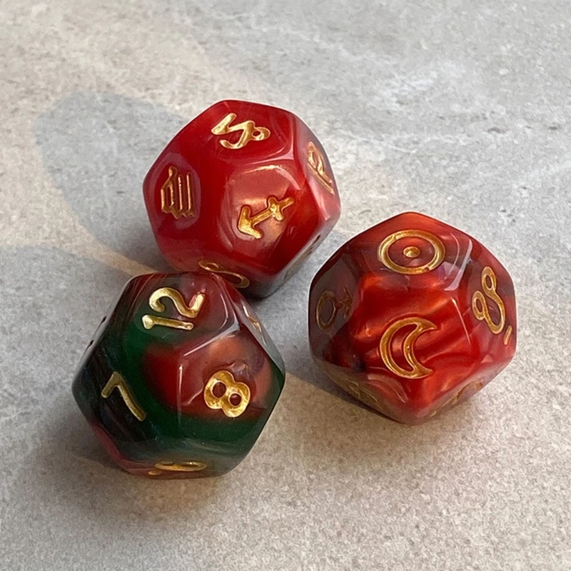 12-Sided Acrylic Astrological Dices for Desktops Game Astrologys Game Tarots 3Pcs