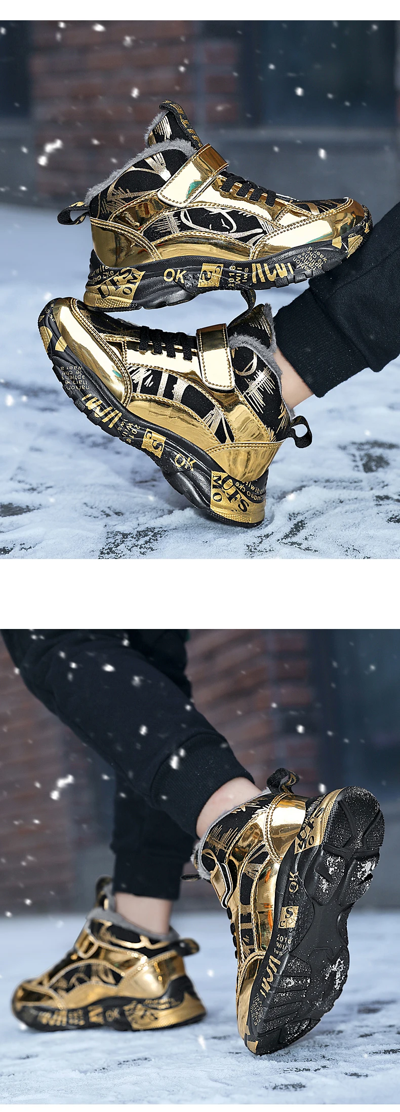 Kinderschuhe 2025, Winter-Kinderstiefel, lässige Mädchen, warme kurze Stiefel, Jungen, modisch, warm, Plüsch, rutschfeste Outdoor-Turnschuhe – Detail 7