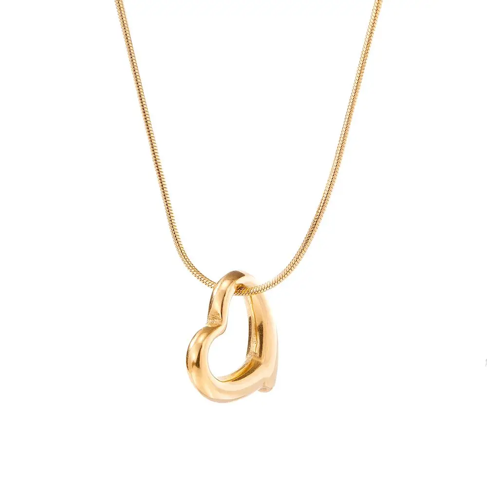 TOHM بسيط على شكل قلب الجوف قلادة قلادة الفولاذ ال...
