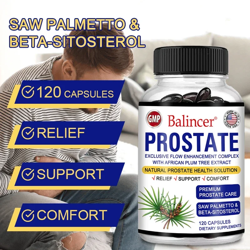 Saw Palmetto Beta-Sitosterol Capsules Helps Promote Prostate Health Frequent Urination Bladder and Urination Health saw palmetto supplement prostate urinary tract capsules