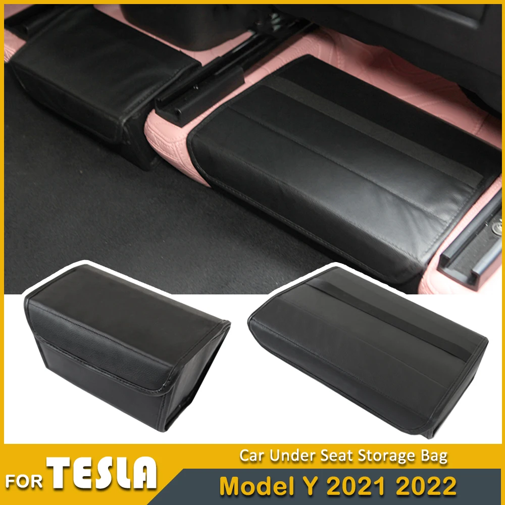 

Under Seat Storage Box For Tesla Model Y Rear Seat Storage Box With Lid Organizer Tray Driver Passenger Seat Accessories 2022