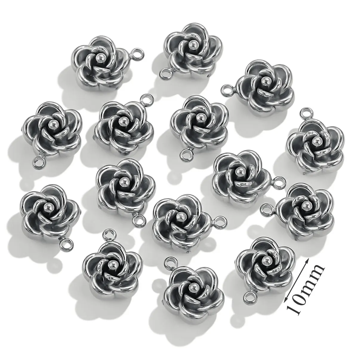 4/10 Stück nicht verformbarer Rosenanhänger aus massivem Edelstahl für die DIY-Produktion von Damen-Ohrschmuck-Amulett-Anschluss im Großhandel – Detail 13