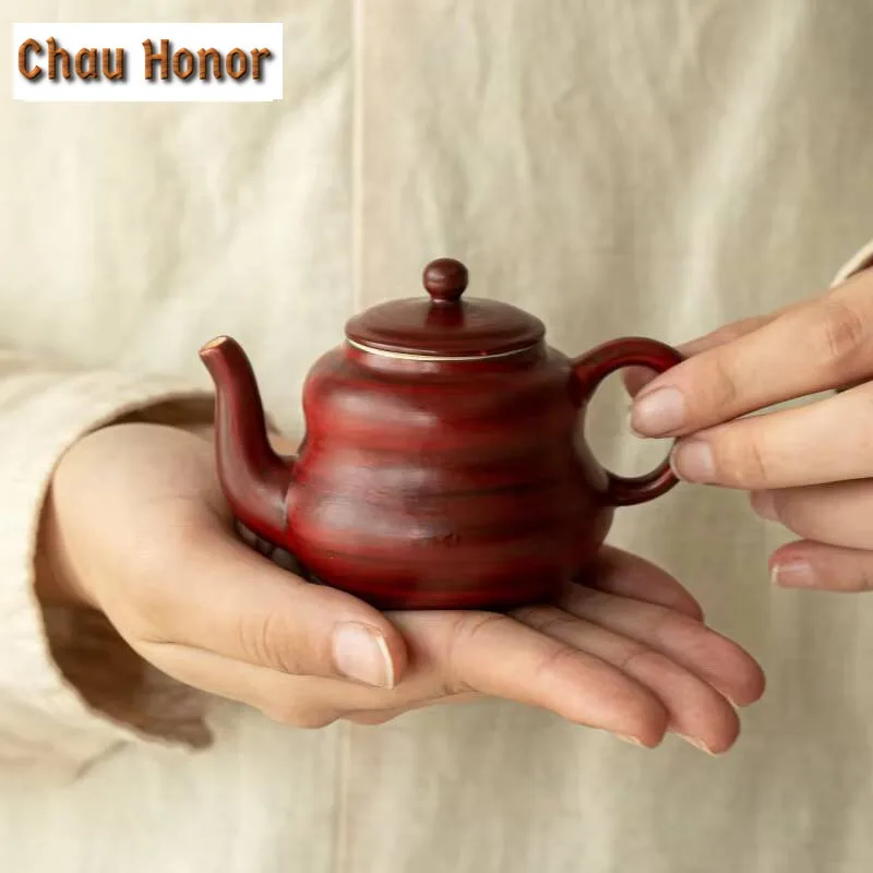 100ml Handmade Hawthorn Red Teapot Creative Powder Yin Gourd Pot Tea Maker Kettle White Tea Tea Ceremony Supplies Collection