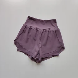 Women's Quick-Dry Breathable High Waist Fitness Shorts - M (Purple)