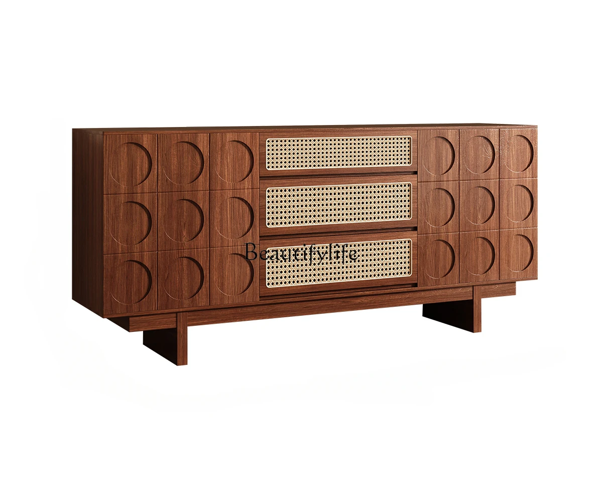 Rattan Woven Solid Wood Sideboard Living Room Home Storage Storage Cabinet B & B Rattan Furniture