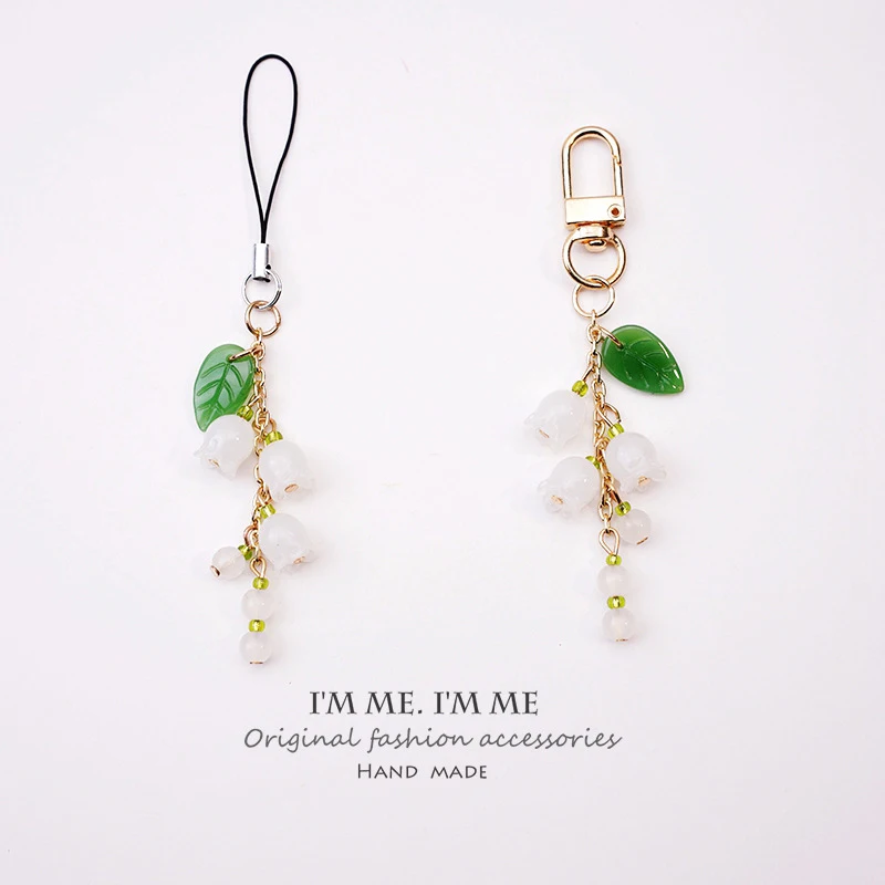 Lily Of the Valley Mobile Phone Lanyard Women Key Chain Pendant Pendant Jade Pendant Small Pendant Mobile Phone strap Chain