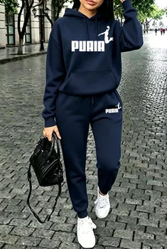 Fall Winter Womens Outfits Street Casual Hooded Sweatshirts Outdoors Sports Jogging Clothing Hot Sales Single Piece Hoodie Pants