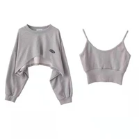 New Women Solid Color  O-neck Long Sleeve Hoodie Sweatshirt Fashion Ladies Streetwear Slouch Pullover Jumper Tops 1