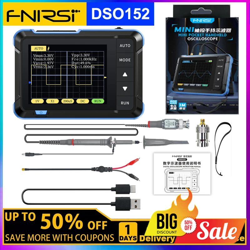 Nouveau Kit d'oscilloscope portatif 1000mAh Mini Oscilloscope numérique Portable écran 2.8 pouces professionnel DSO152 petit Oscilloscope