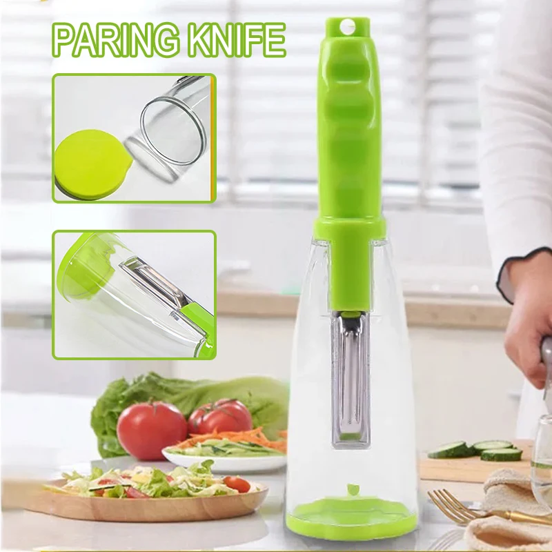 

Fruit Vegetable Peeler 3 In 1 With Storage Box Stainless Blade Carrot Vegetable Parer For Decorating Kitchen Gadgets ABSHandle