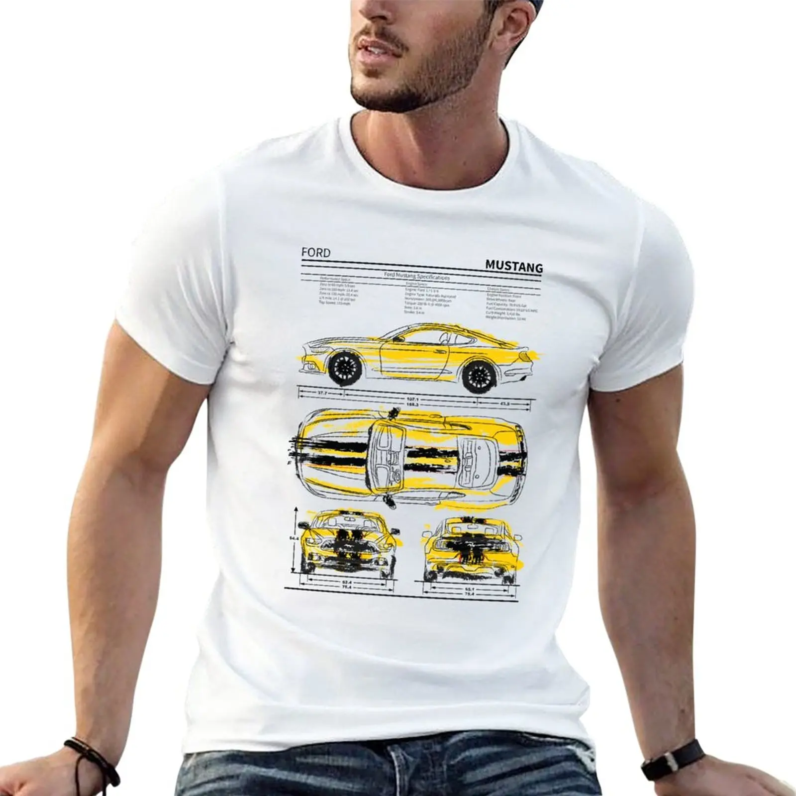 

Mustang Specs T-Shirt aesthetic clothes Tee shirt korean fashion funny t shirts for men