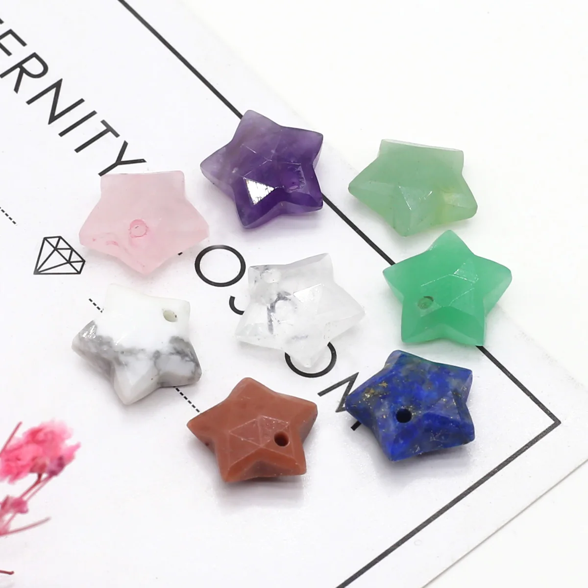 

Natural Stone Faceted Pendant Pentagram Shape Natural Malaysian Jades Lapis Lazulis Pendant for Women Making Jewerly Necklace