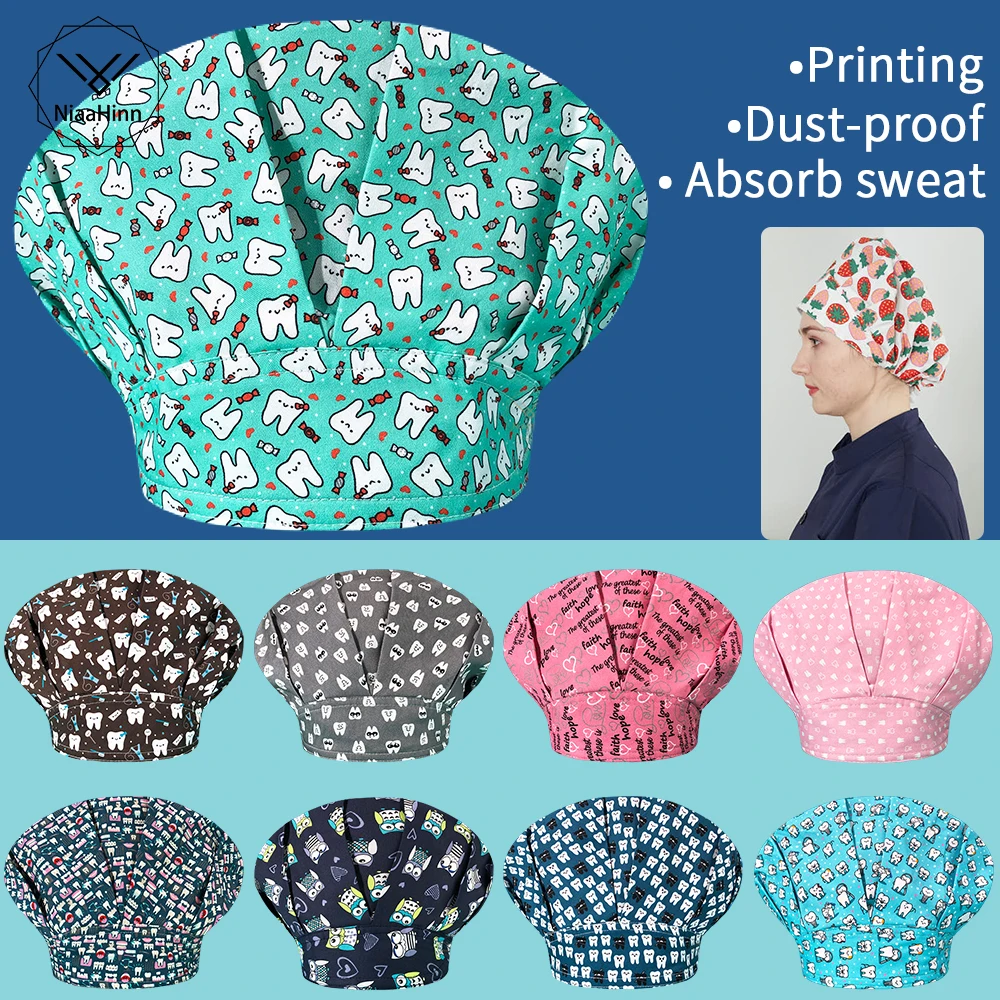 

Шапка шеф-повара с принтом зубов, Пушистая Шапка для работы с дантистом в ресторане, впитывающая пот, для мужчин, женщин, мужчин, кухонная утварь для барбекю шапок