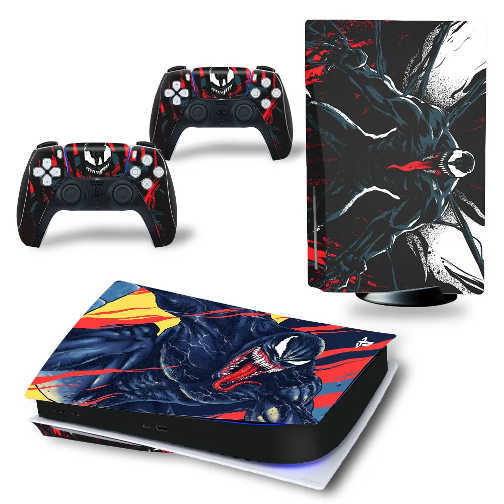Marvel Venom PS5 Disc Edition Skin Sticker Cover Decal for PlayStation 5 Console and 2 Controllers PS5 Disc Skin Sticker Vinyl 