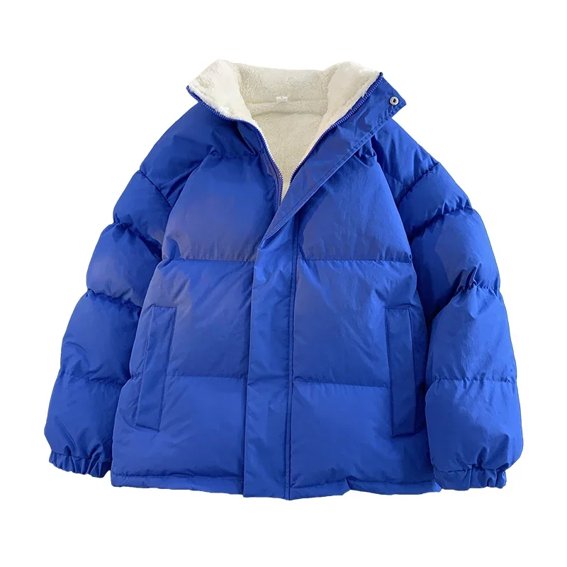 Winter Fleece Coat Warm Parkas Men\'s Women Loose Korean Trendy Solid Color Oversize Coat Thicken Zipper Parka Women Plush Jacket