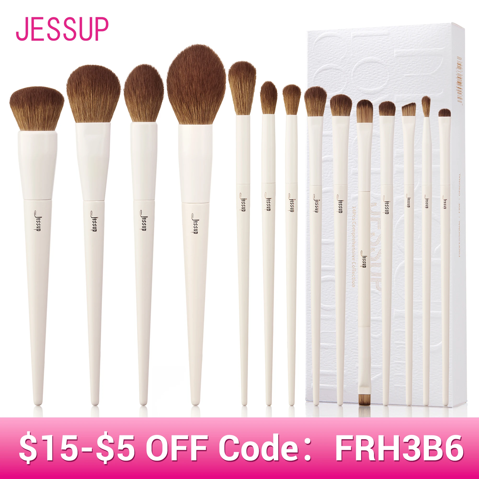 Makeup Brush Set Jessup Makeup Brushes 10-14pc Makeup Brush set Synthetic Foundation Brush Powder Contour Eyeshadow Liner Blending Highlight T329