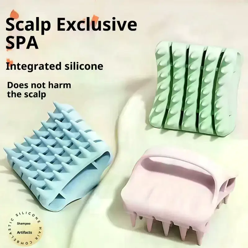 Shampoo Spazzola Testa Pettine per massaggio del cuoio capelluto con manico Pettine per lavaggio dei capelli Spazzola per massaggio del corpo Spazzola per doccia da bagno Strumento per parrucchiere - immagine 2