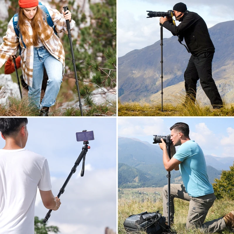 Ulanzi Lightweight Monopod Aluminium DSLR Camera Tripod for  1/4''3/8'' Hiking Travel Selfie Stick Max 155cm Extend 5KG Load