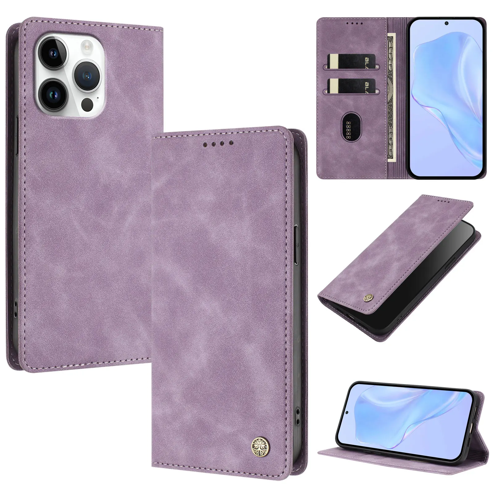 Vintage Leather Magnetic Phone Case with Wallet and Card Slots - Anti-Drop Protection Cover