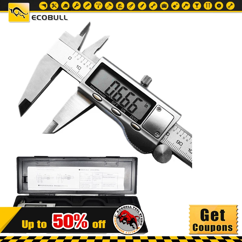 

0-6 Inches Tool Vernier Caliper Pachymeter Stainless Electronic Digital Precision Metric Schuifmaat Dijital Kumpas