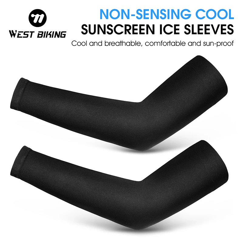 WEST BIKING Ice Silk Sleeve Summer Sunscreen Cool Arm Protector Anti-UV Men Women Outdoor Sports Running Fishing Arm Cover