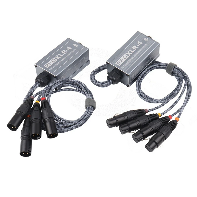 

1Pair XLR Male/Female 4 Channel Snake 3Pin XLR/DMX To Ethercon RJ45 Cat5/Cat6 Ethernet Extender For Live Stage