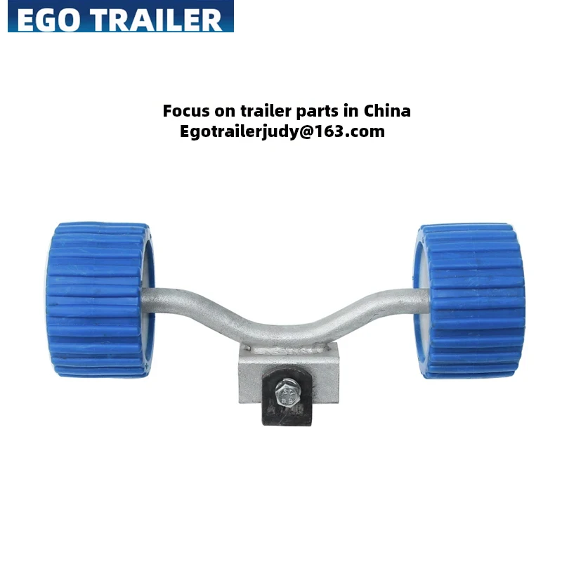 BOAT TRAILER WOBBLE ROLLERS. 4" BLUE RIBBED 18mm Bore. Soft Wobble Roller