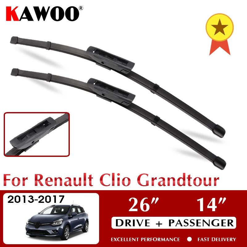 

Автомобильные стеклоочистители KAWOO для Renault Clio Grandtour 2013-2017 лобовое стекло аксессуары для переднего окна 26 "+ 14" LHDRHD