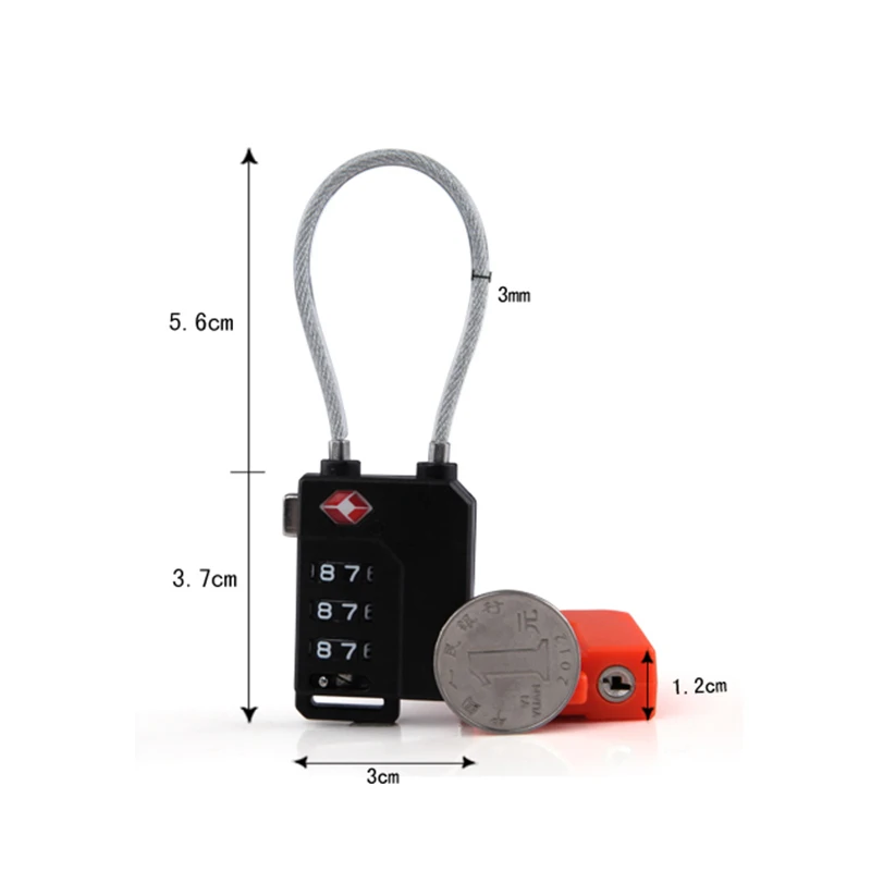 Travel Smart combination locks 3-digit Combination Zinc Alloy For Suitcase Luggage Bag Suit 4mm