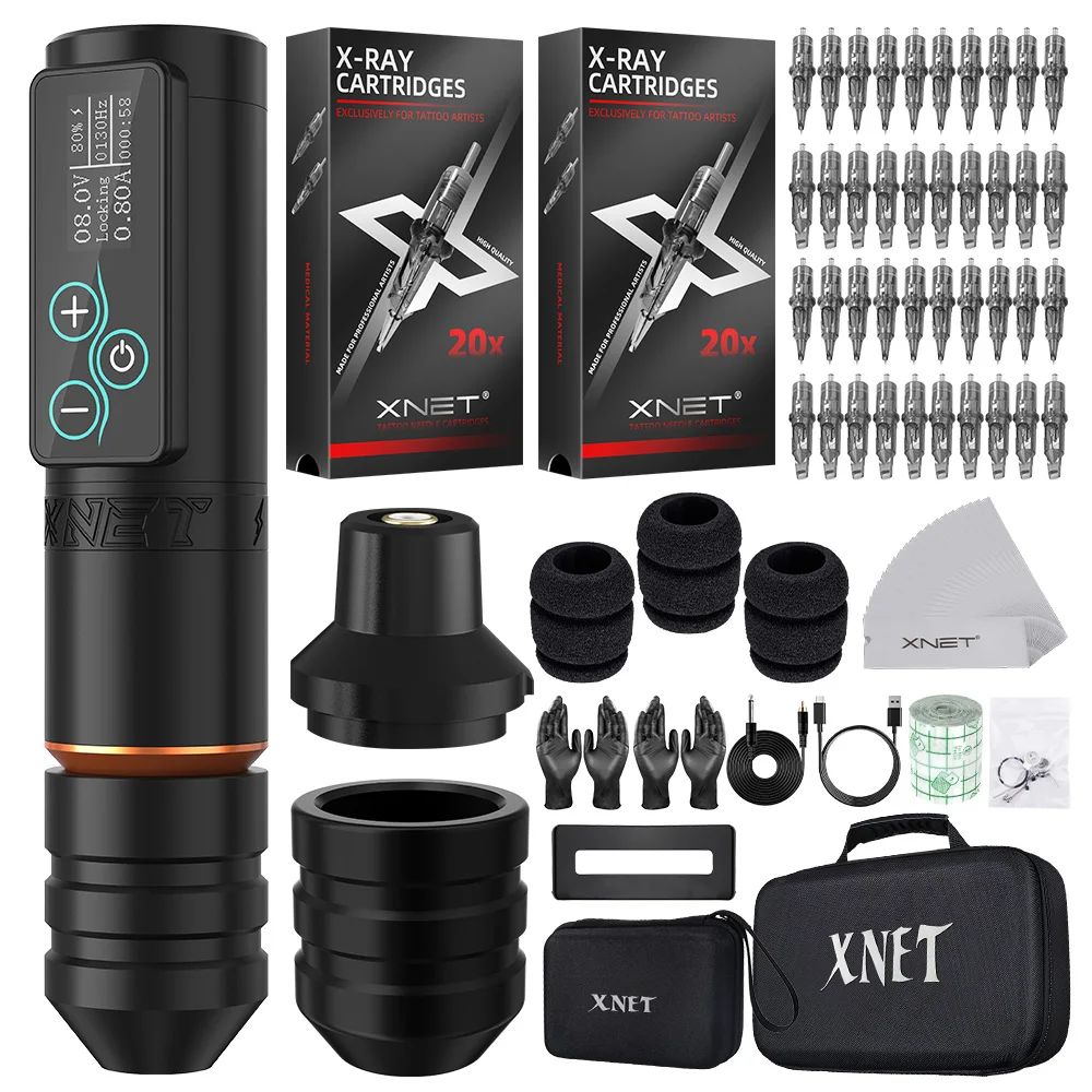 XNET Vane Wireless Tattoo Machine Pen Kit with Extra 36mm Grip 3.5