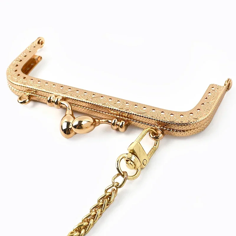 2Pcs 85-200mm Metal Embossed Pattern Purse Frame Square Bag Handle Handbag Kiss Clasp Lock Buckle Bracket Hardware Accessories
